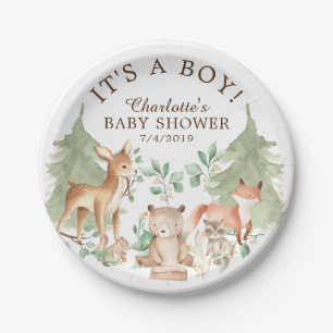 Assiettes En Carton Bois Animaux Baby shower Plaque 7"