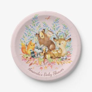 Assiettes En Carton Bois Animaux Filles Baby shower 7" Plaque