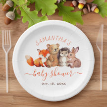 Bois Baby shower Forêt mite Animal Rouge Script