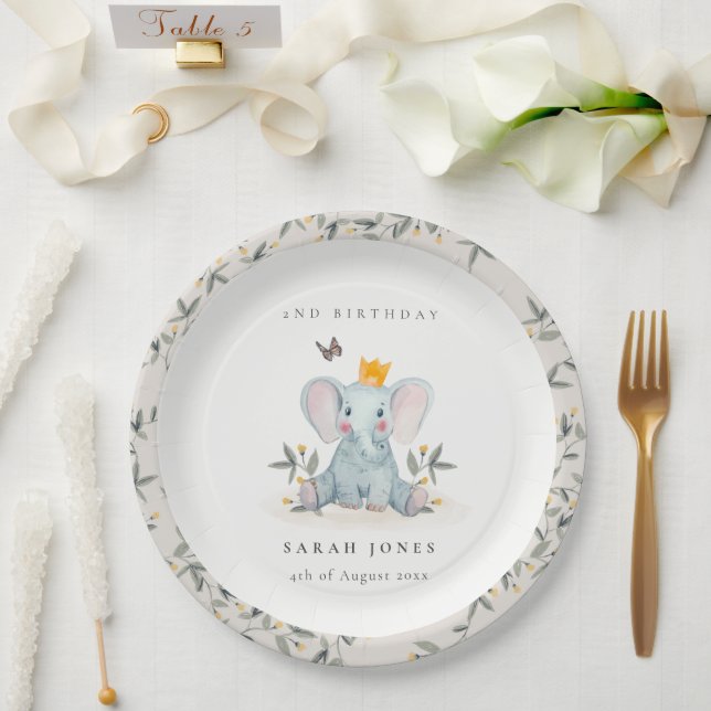 Assiettes En Carton Bois Bébé Folithe Eléphant N'importe quel âge Anni (Mariage)