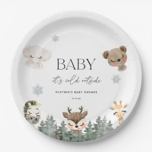 Assiettes En Carton Bois bébé Il fait froid dehors du Baby shower