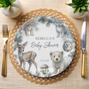 Assiettes En Carton Bois mignon baby shower pour bébés animaux customi