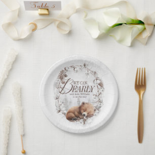 Assiettes En Carton Bois Nous pouvons attendre le Baby shower d'hiver