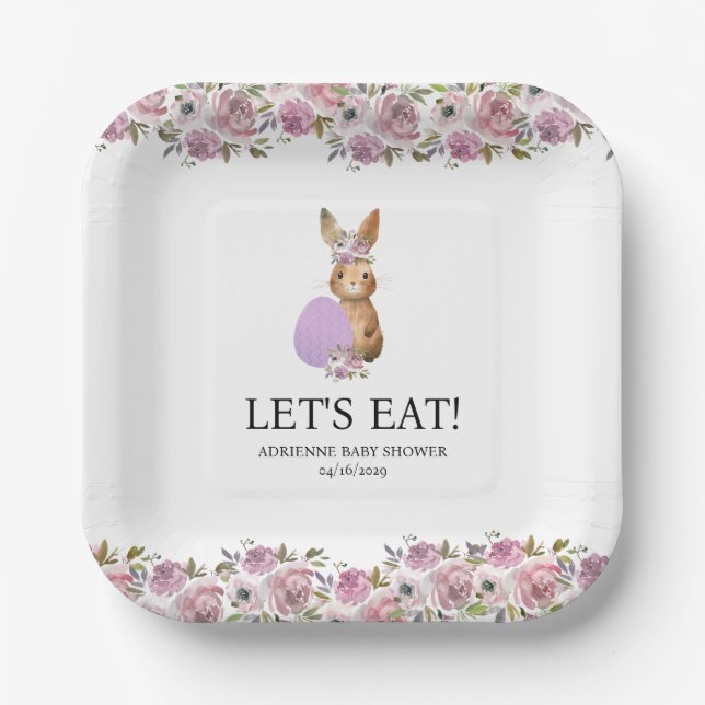 Assiettes En Carton Boisson de Pâques Baby Shower  (Recto)