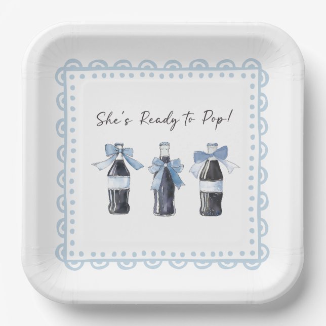 Assiettes En Carton Boisson gazeuse bébé bleu prête à POP (Recto)