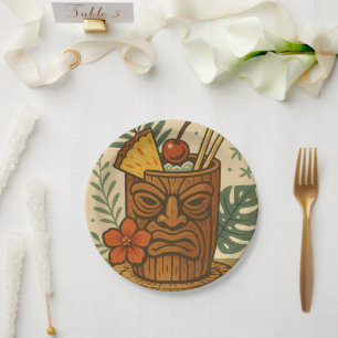 Assiettes En Carton Boisson Tiki Rétro Tropicale Anniversaire Luau Haw