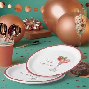 Assiettes En Carton Boissons Cocktail Fraise Rouge Blanc Enterrement d