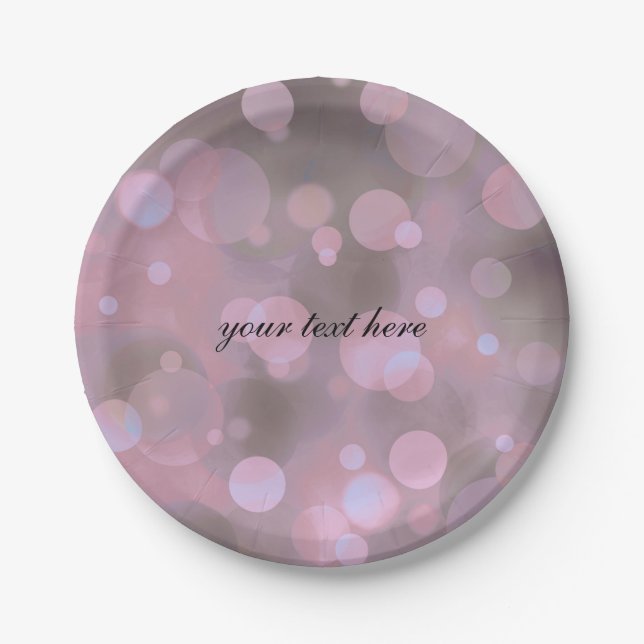 Assiettes En Carton Bokeh Glam rose Grey & Gold Party Plaques (Devant)