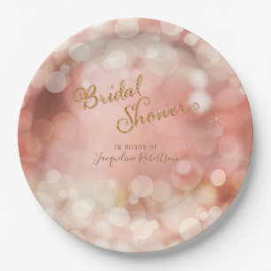 Assiettes En Carton Bokeh Sparkle Twinkle Lights Pastel Pink Bride