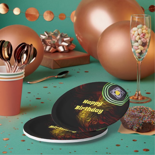 Assiettes En Carton Bol De Pelouse Rouge Et Jaune, Plaques De Papier A (Multi)