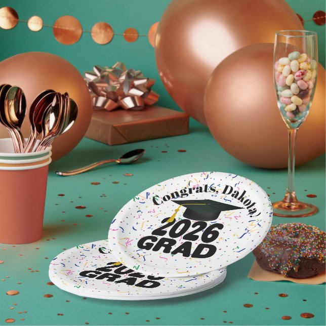 Assiettes En Carton Bold Class of 2026 Graduation (Multi)