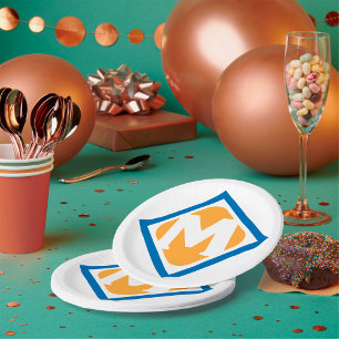 Assiettes En Carton Bold Retro Metro M Logo Emblème de transport urbai