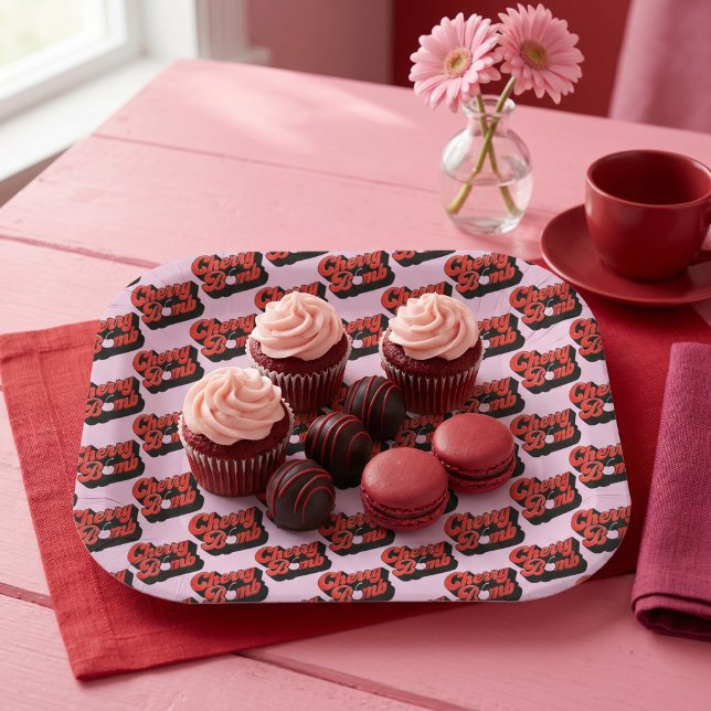 Assiettes En Carton Bombe Cerise (Créateur téléchargé)