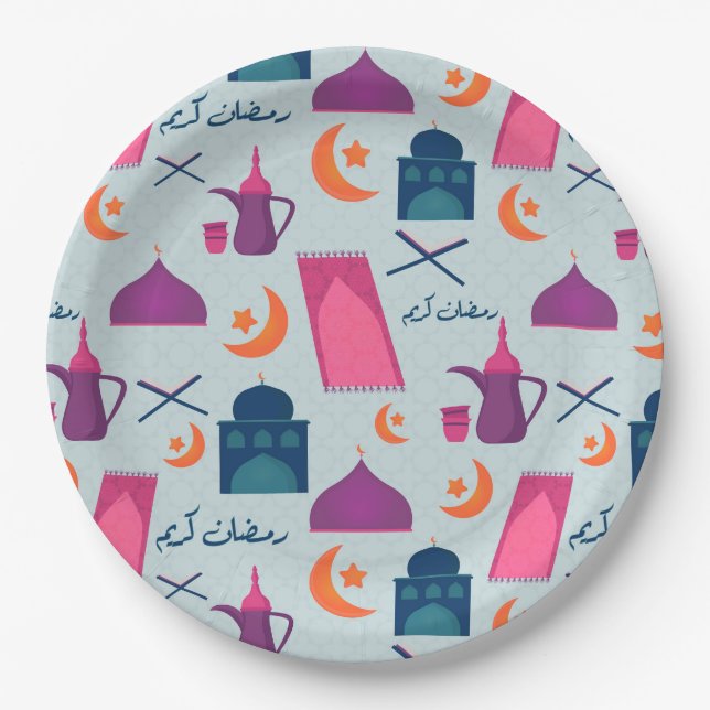 Assiettes En Carton Bon Motif du Ramadan (Devant)