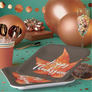 Assiettes En Carton Bon thanksgiving aquarelle automne feuille d'érabl