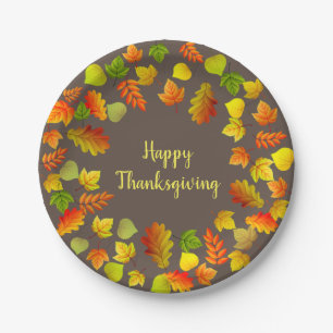 Assiettes En Carton Bon thanksgiving Automne Feuilles sur Brown