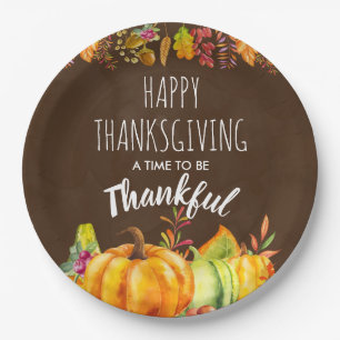 Assiettes En Carton Bon thanksgiving Citrouilles et feuillage d'automn