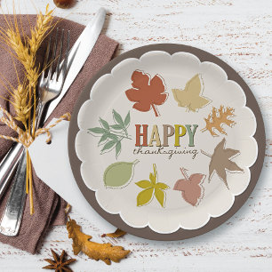 Assiettes En Carton Bon thanksgiving Coloré Automne / Feuilles automna