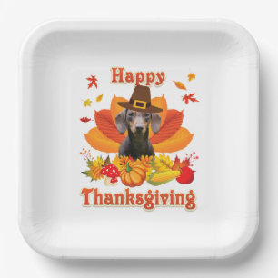 Assiettes En Carton Bon thanksgiving Dachshund Propriétaire Chien Anim