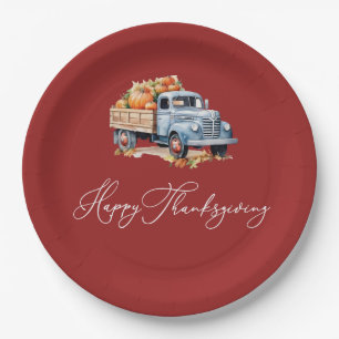 Assiettes En Carton bon thanksgiving de camion citrouille