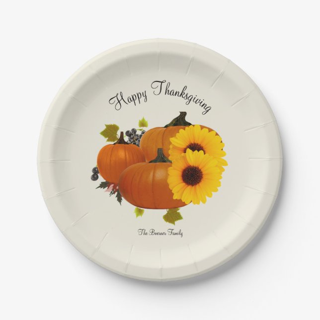 Assiettes En Carton Bon thanksgiving écru ou toute autre fête du papie (Devant)