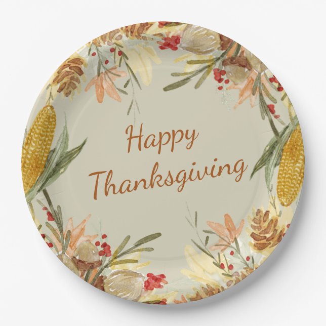 Assiettes En Carton Bon thanksgiving Farmhouse Vintage simple (Devant)