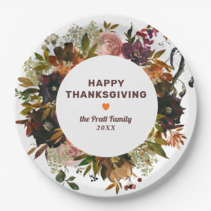 Assiettes En Carton Bon thanksgiving floral d'automne