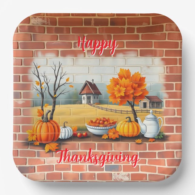Assiettes En Carton Bon thanksgiving Moderne Belle Automne (Recto)