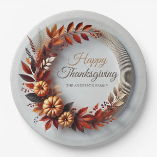 Assiettes En Carton Bon thanksgiving moderne Floral Wreath Custom