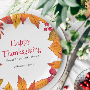Assiettes En Carton Bon thanksgiving Pays Rustique Feuillage d'automne