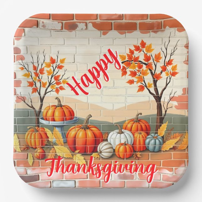 Assiettes En Carton Bon thanksgiving Populaire Belle automne (Recto)