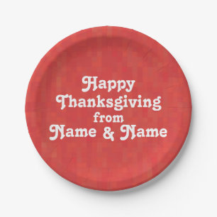 Assiettes En Carton Bon thanksgiving rouge motif texte personnalisé ph