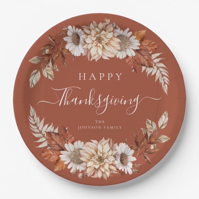 Assiettes En Carton Bon thanksgiving Rustic Fall Leaves (Devant)