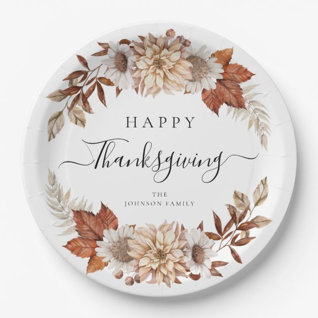Assiettes En Carton Bon thanksgiving Rustic Fall Leaves (Devant)