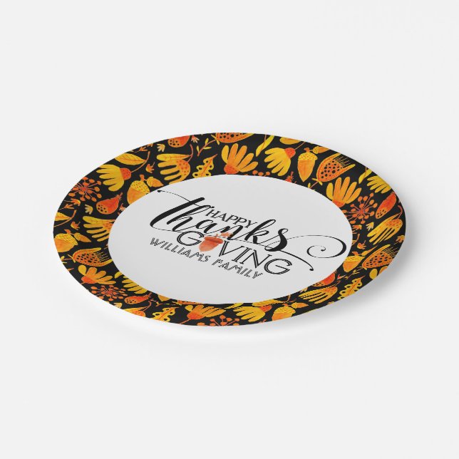 Assiettes En Carton Bon thanksgiving Typographie moderne (Angle)