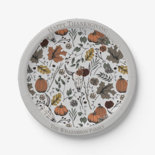 Assiettes En Carton Bon thanksgiving Vache Crâne automne récolte