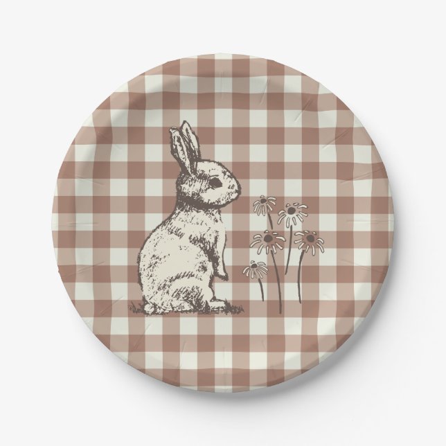 Assiettes En Carton Bonanza lapin mou - Bonne Pâques. (Devant)
