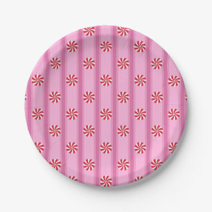 Assiettes En Carton Bonbon de Noël rose menthe Fun and Fancy