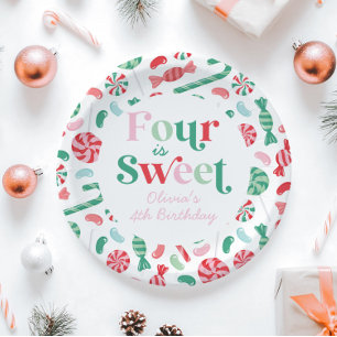 Assiettes En Carton Bonbons de Noël Quatre ans est doux 4ème anniversa