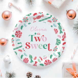 Assiettes En Carton Bonbons de Noël Two Sweet 2e Anniversaire