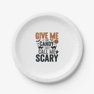 Assiettes En Carton Bonbons d'Halloween ou Appelez-moi Épouvantable Gr
