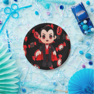 Assiettes En Carton Bonbons et Dracula Cute Éffrayant