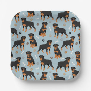 Assiettes En Carton Bones et pattes de chien Rottweiler