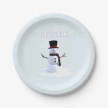 Bonhomme de neige avec chapeau et écharpe. J'aime