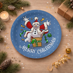 Assiettes En Carton Bonhomme de neige drôle Joyeux Noël Surprise Dessi