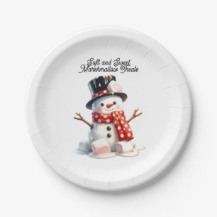 Assiettes En Carton Bonhomme de neige en guimauve doux et sucré