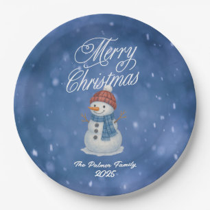 Assiettes En Carton Bonhomme de neige fantaisiste Joyeux Noël