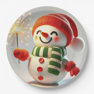 Assiettes En Carton Bonhomme de neige joyeux