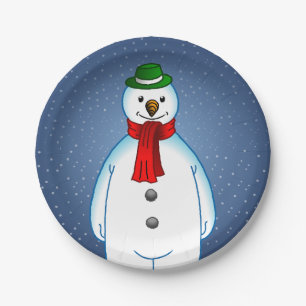 Assiettes En Carton Bonhomme de neige joyeux