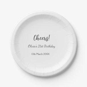Assiettes En Carton Bonjour 21e anniversaire ajouter nom date simple m